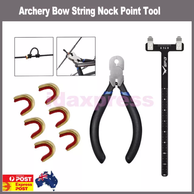 String Nock Point Tool Set Archery Bow Nokset Plier T Square Ruler Brass Nock AU