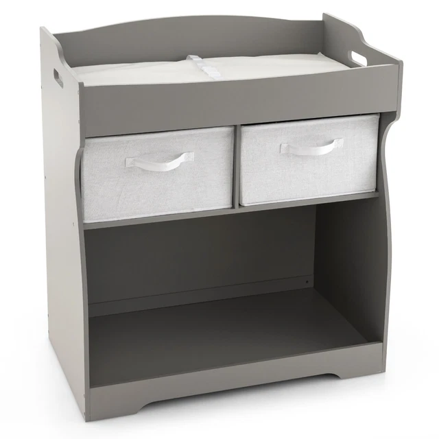 Baby Changing Table Dresser Infant Diaper Station Nursery w/ Drawers & Pad