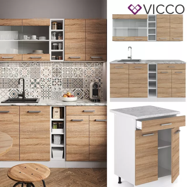 Cucina modulare blocco cucina ad incasso R-Line single 160cm sonoma Vicco