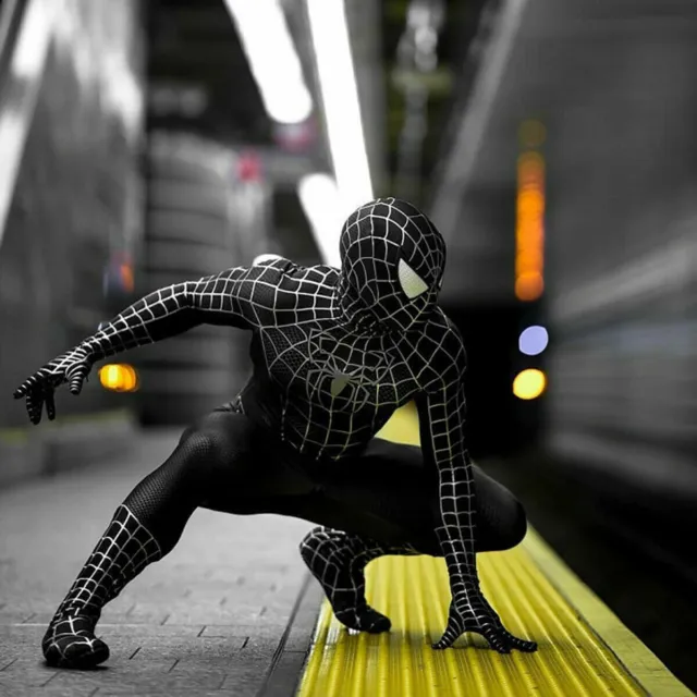 COLLANT BLACK VENOM Spiderman costume cosplay adulto uomo/bambino
