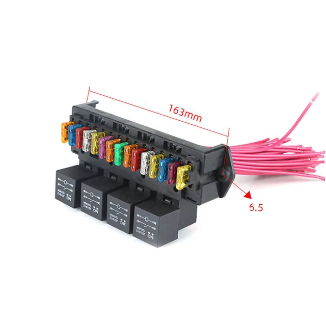 US Stock 15Way Blade Fuse Box Block Holder 4 Way 12V 40A Relay Car Truck Tractor