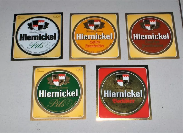 5 Etichette Birra HIERNICKEL bier beer label PERFETTE etichetta Germania