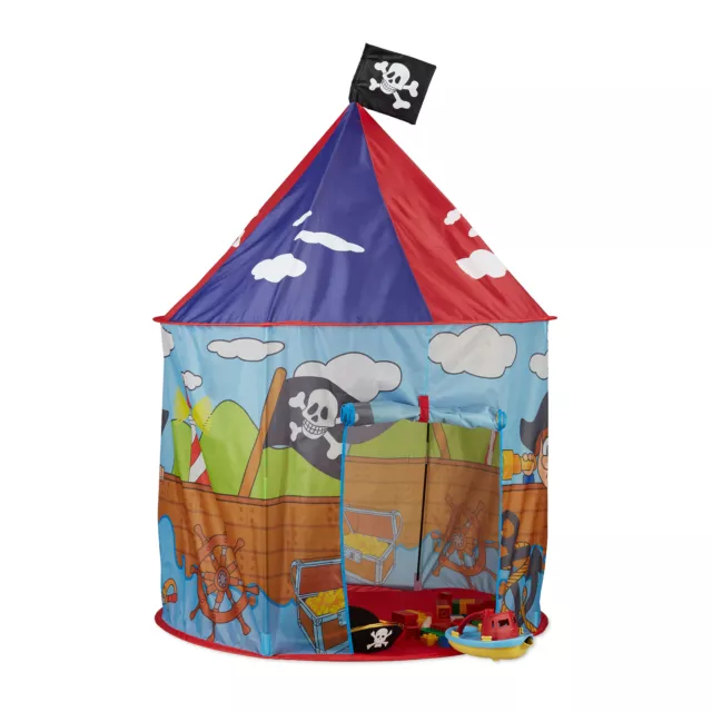 Tenda gioco per bambini pop up con pirati e bandiera casetta bimbi giocattolo