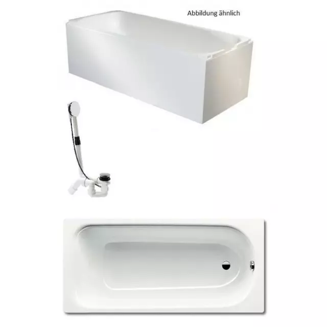 Stahlbadewanne Kaldewei 3,5 mm Stärke Wanne Träger Viega Ablauf 170x75cm weiß