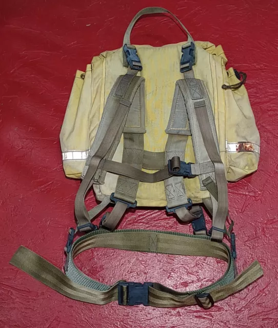 FSS Yellow Canvas Firefighter Field Pack w/ Adjustable Harness & Equipment Belt 2