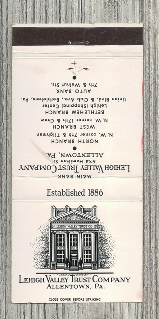 Matchbook Cover-Lehigh Valley Trust Company Allentown Pennsylvania-5062