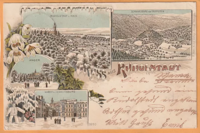 Gruss aus Rudolstadt Germany 1897 Postcard