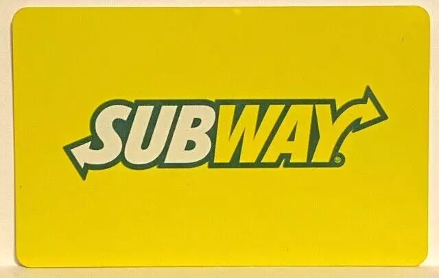 Subway Restaurant Sandwiches Bright Yellow Background 2013 Gift Card