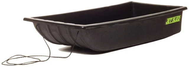 Black XL Jet Sled w/ Wear Bars Ice Fishing Tow Rope Stainless Steel Hunt Haul