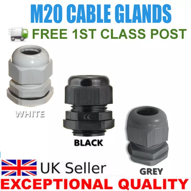 M20 Ip68 20Mm White Black Grey Waterproof Compression Cable Gland Locknut Washer