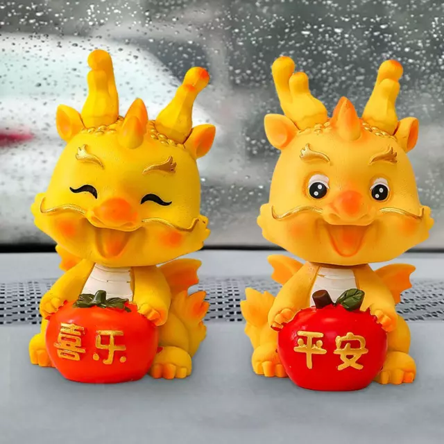Shaking Head Dragon Figurine Wealth Ornament Car Dashboard Decor Collectible