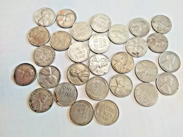 1943-P-D-S Lincoln Steel Wheat Penny Cent Roll 29 LG Coins  LOT # 500