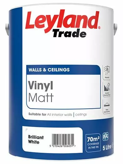 Leyland Trade Vinyl Matt Emulsion Paint in Brilliant White 5L  - 264803 3