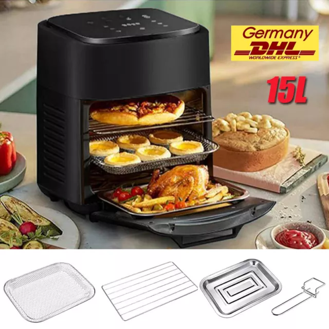 15L Heißluftfritteuse Heissluft Friteuse Air Fryer Digital Heißluft-Fritteuse