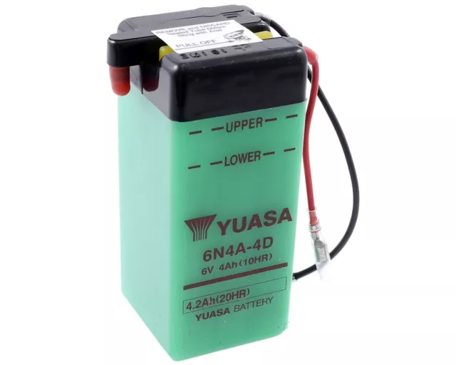 Batterie 6V 4Ah YUASA 6N4A-4D sans acide de batterie