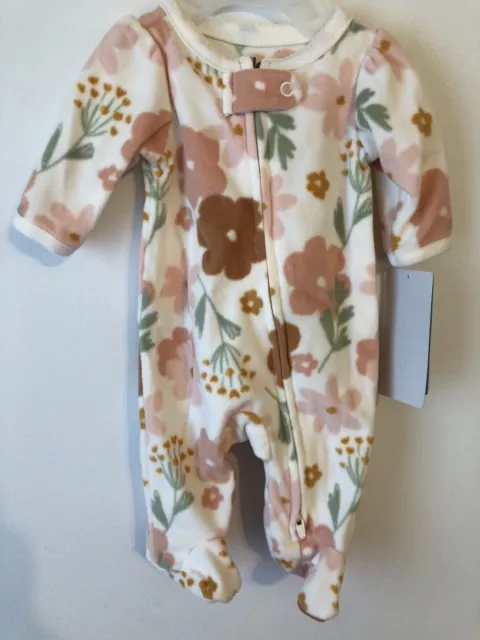 Preemie Carters Child Of Mine Girls  Sleeper 2 Way Zipper Pink Flowers Nwt