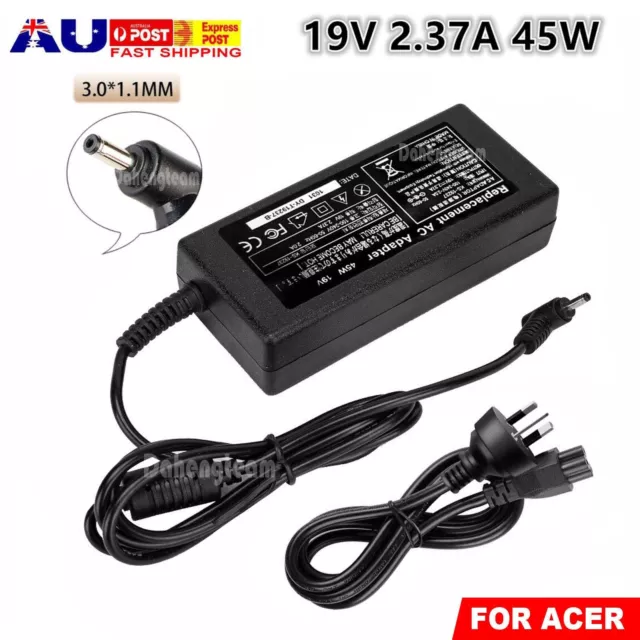 For Acer Aspire Laptop Charger AC Adapter 19V 2.37A 45W SP314-53N 3.0*1.1mm Set