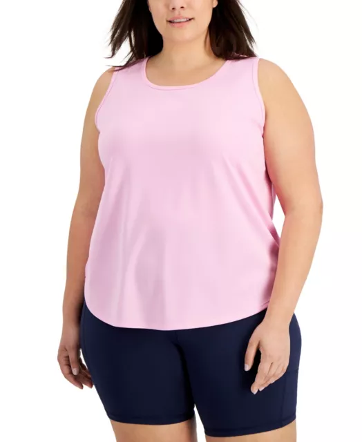 ID Ideology Women's Plus Size 4X Pink Stone Birdseye Mesh Scoop Neck Tank Top