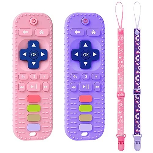 Aolso Silicone Baby Teething Toys, 2PCS Remote Control Shape Teething Toys,Te...