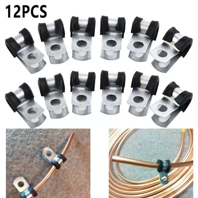 12 / Set-Rubber-Lined P Clips Câble Support Tuyau Attache 3/16 Fixation Outil