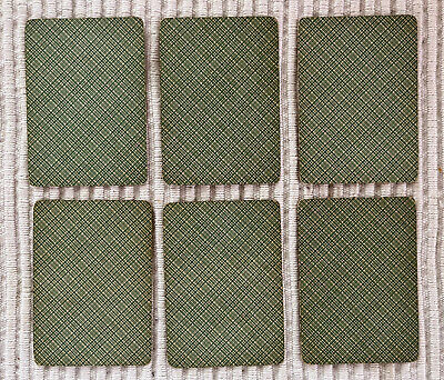 6 Vintage Playing Cards ~ Old Linen/Green Plaid ~ Collect/Swap/Craft/Journaling