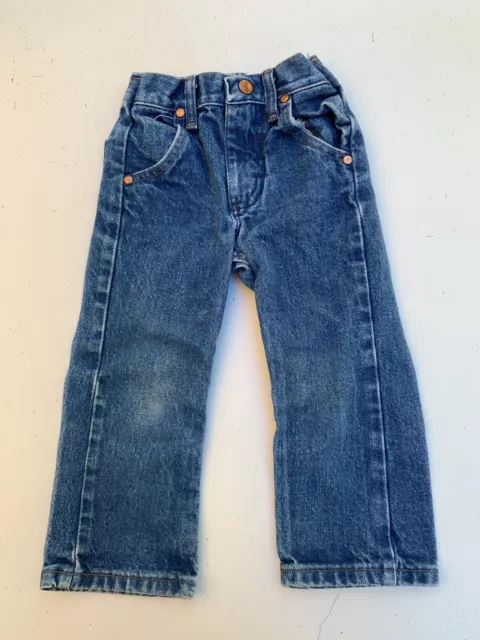 Vintage Wrangler Boys Toddler Blue Denim Jeans Size 12 Months 1T Country Western