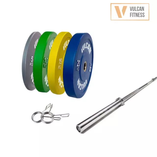 *NEW* Olympic Barbell (20kg), Colour Bumper Plates (100kg) & Collars | IN STOCK