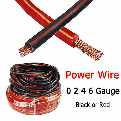 Battery Install 0 2 4 6 AWG Gauge Power Wire Cable Red Black Car Amplifier Lot