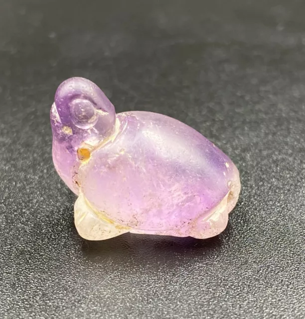 Old Jewelry Amulet Bead Amethyst Turtle Figure Ancient Pagan Burmese Antiquities