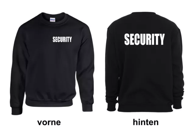 Security Sweat Shirt Sicherheitsdienst Pullover Aufdruck weiß, silber reflexion