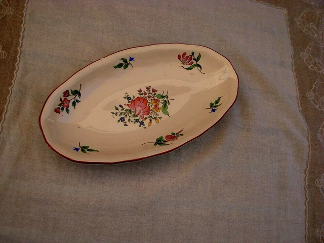 Plat ovale vintage/ravier en faience de Lunéville/Keller et Guérin