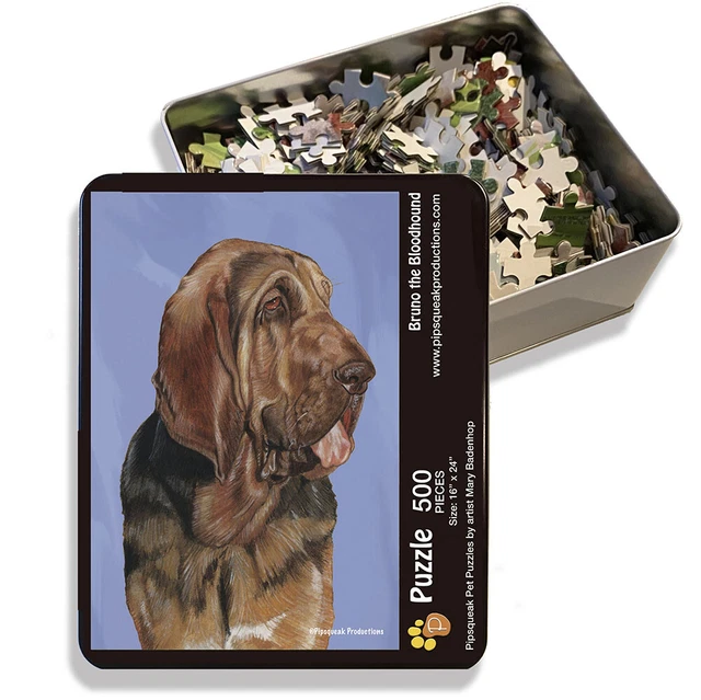 Bloodhound Jigsaw Puzzle, 500-piece with reusable Tin, from painting by Mary Bad