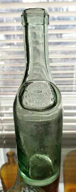 Rare Antique Crude Applied Seal Oil Bottle Eugene Du Raix Bordeaux France Huile