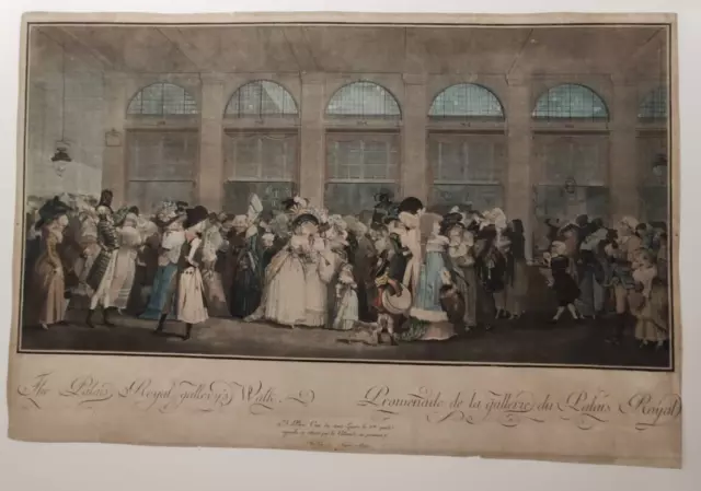 DEBUCOURT ""Promenade de la galerie [...] Royal Palace"" engraving, nobility scene