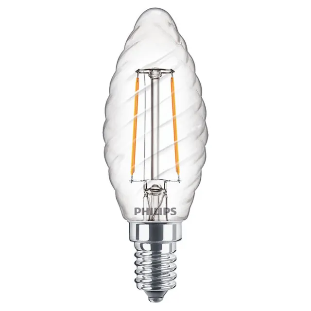 Philips LED Filament Kerze 2W = 25W E14 klar gedreht 250lm Lampen warmweiß 2700K