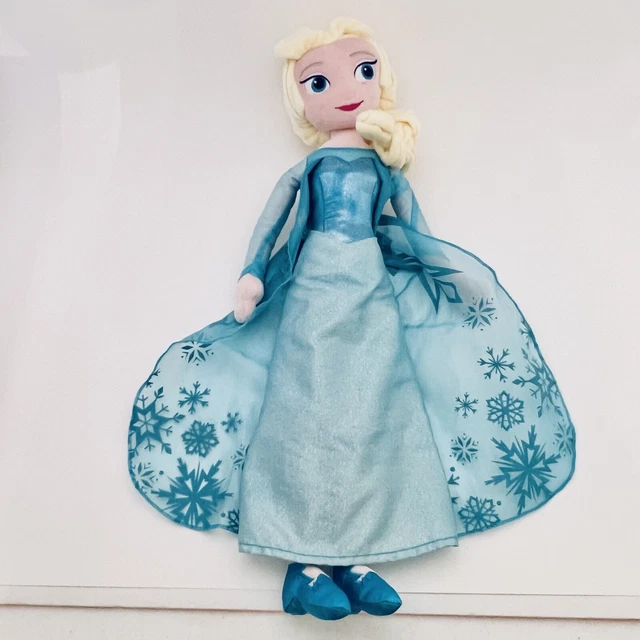 DISNEY STORE ELSA Plush Doll Frozen Snow Queen Blue Dress Large Soft