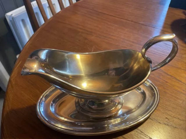 German WMF Silver Plated Sauce Gravy Boat With Detachable Drip Tray Plate 2