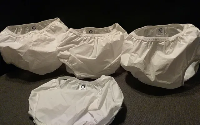 Vintage Gerber Plastic Rubber Pants White Vinyl Toddler Diaper Covers 4 Pairs 👶