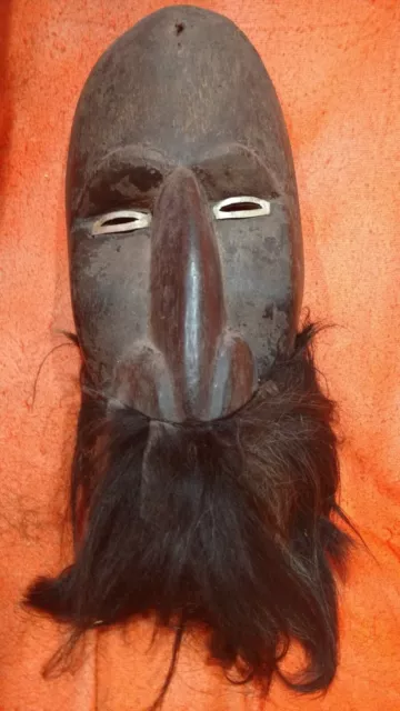 Bearded Dan Mask with Metal Around Eyes — Authentic Carved Wood African Art