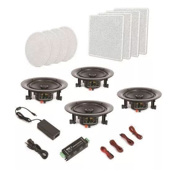 4 Speakers 8’’ Bluetooth Ceiling / Wall Speaker Kit, Flush Mount 2-Way Home