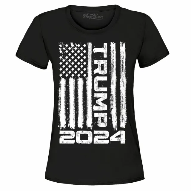 Trump 2024 Flag Women's T-Shirt Re-Elect Trump Keep America Great USA Tee Shirts