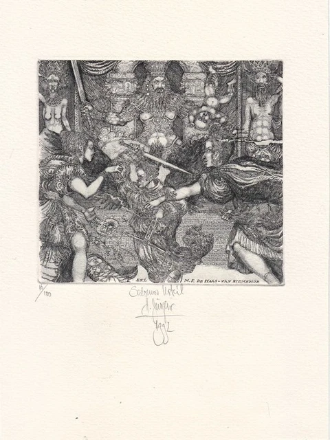 Exlibris Bookplate Radierung Harry Jürgens 1949 Salomo Urteil