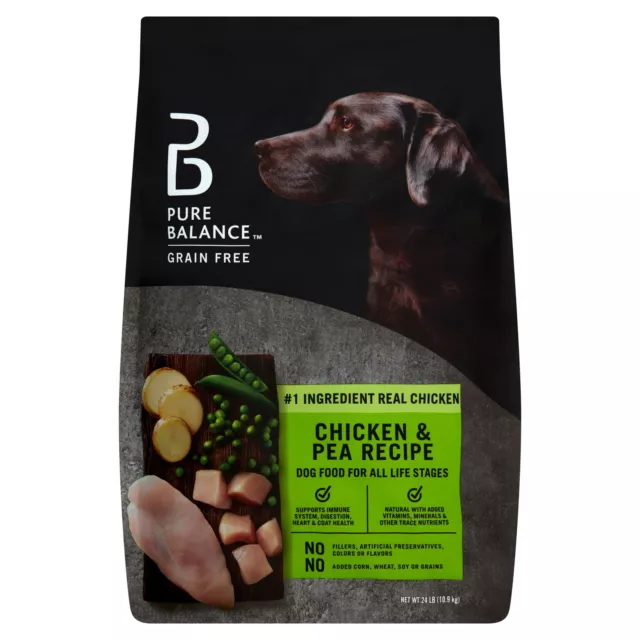 Pure Balance Chicken & Pea Recipe Dry Dog Food Grain-Free All Life Stages 24 Lbs