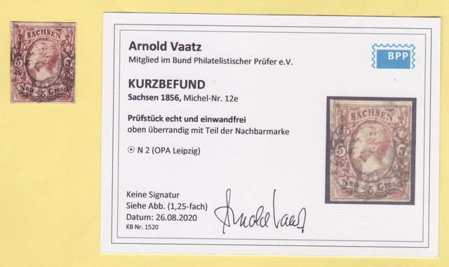 ++ AD Sachsen 12 e , KATALOGWERT = EUR 220 , BPP - BEFUND , LUXUS ++