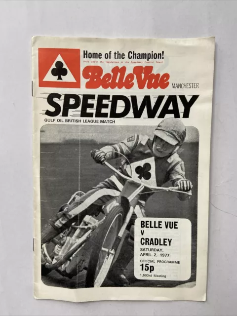 Belle Vue v Cradley Heath - Speedway Programme 1977