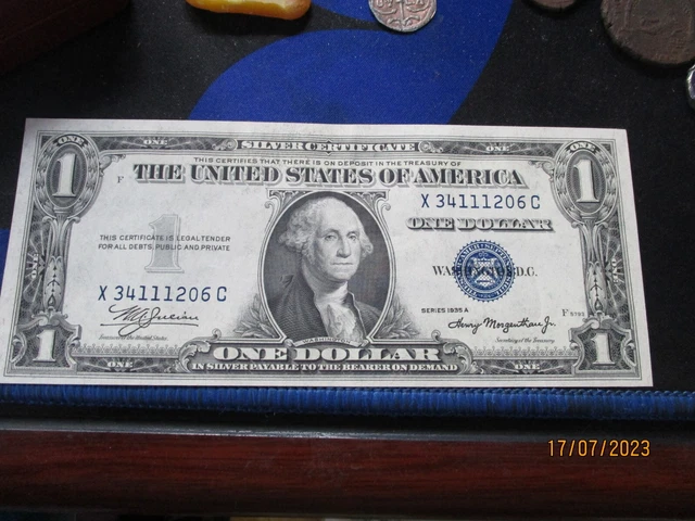 Nice Rare 1935 A One Silver Dollar Blue Seal Silver Certificate Note