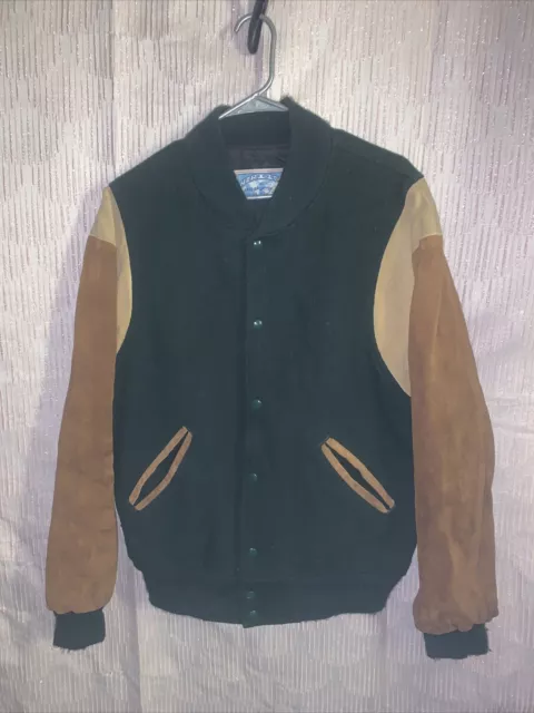 VTG Kaye Sportswear Horizon Union Pacific Authentic Leather Wool Varsity Jacket