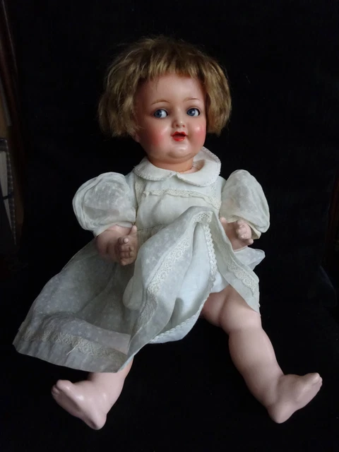 Poupée Allemande Ancienne – Bébé Caractère Yeux Riboulants – 42 Cm – Occasion