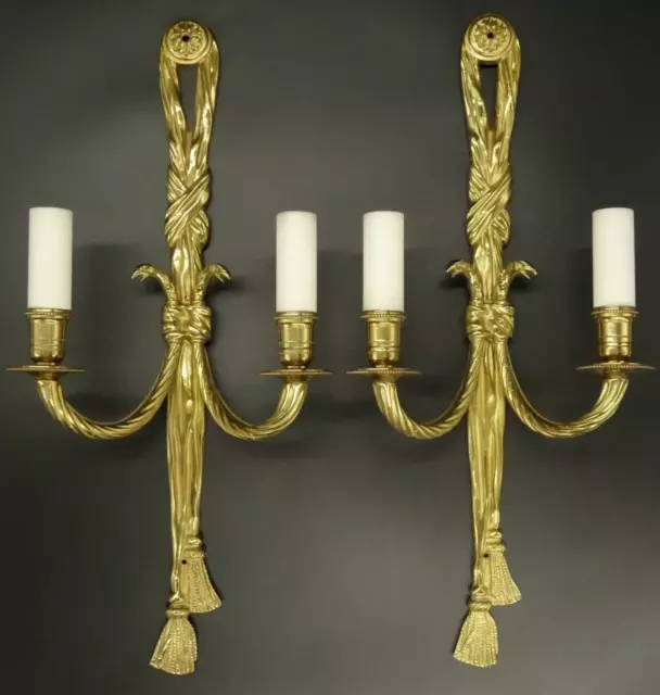 LARGE PAIR SCONCES LOUIS XVI STYLE - BRONZE - FRENCH ANTIQUE - 2 pairs available