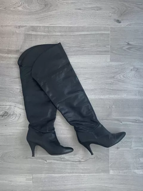 WOMENS FAITH BLACK Leather Over On Knee High Leg Heel Boots UK 5 EU 38 US 7.5 45.00 PicClick UK